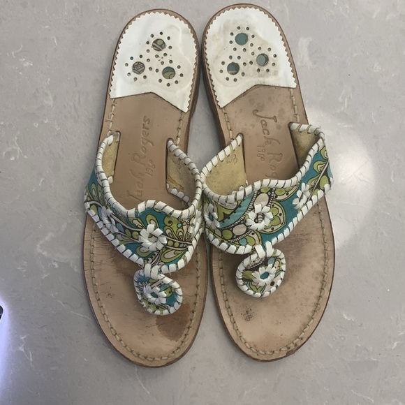 Jack Rogers Classic Jacks leather and fabric sandals size 8 - Picture 3 of 10